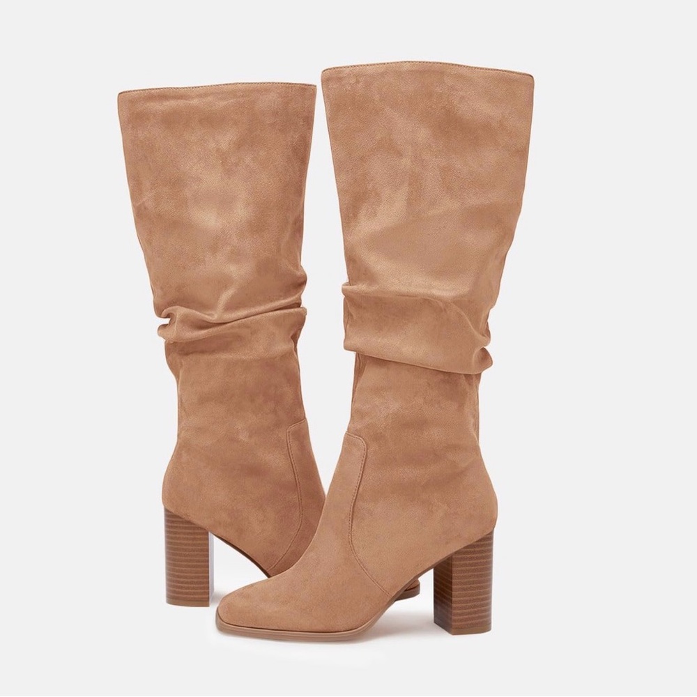 Elegant Tan Suede Heeled Boots